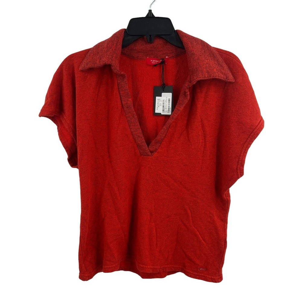 n:Philanthropy Red Short Sleeve Terry Polo New